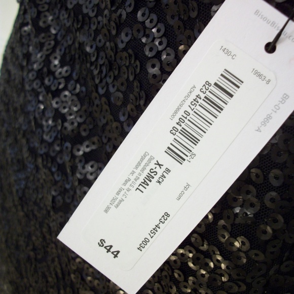 Bisou Bisou Black Sequined Skirt - NWT Size XSmall - Picture 5 of 5